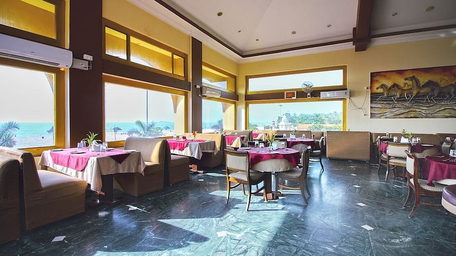 Interiors of the Ocean View restaurant at Paradise Isle Beach Resort, Udupi