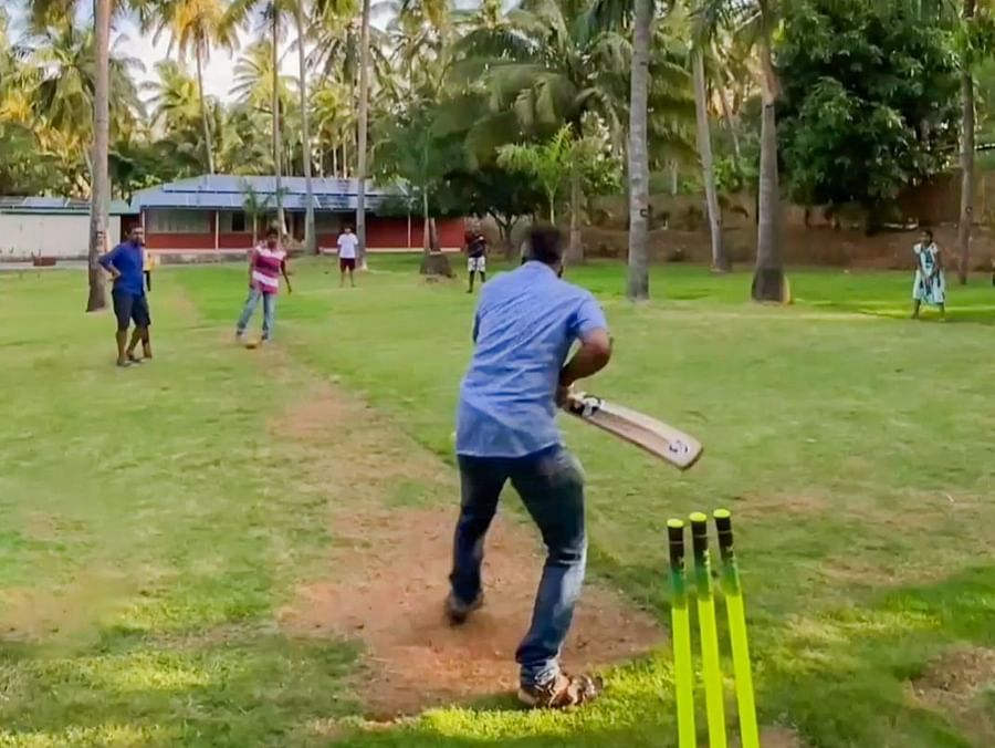 People playing cricket  - Ibex River Resort, Pollachi