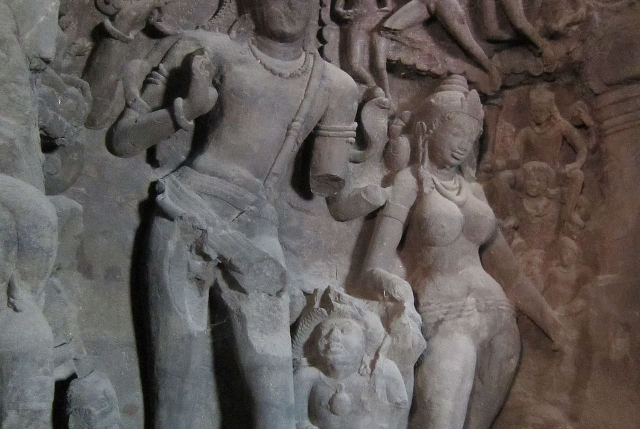wall carvings on the walls of Elephanta Caves