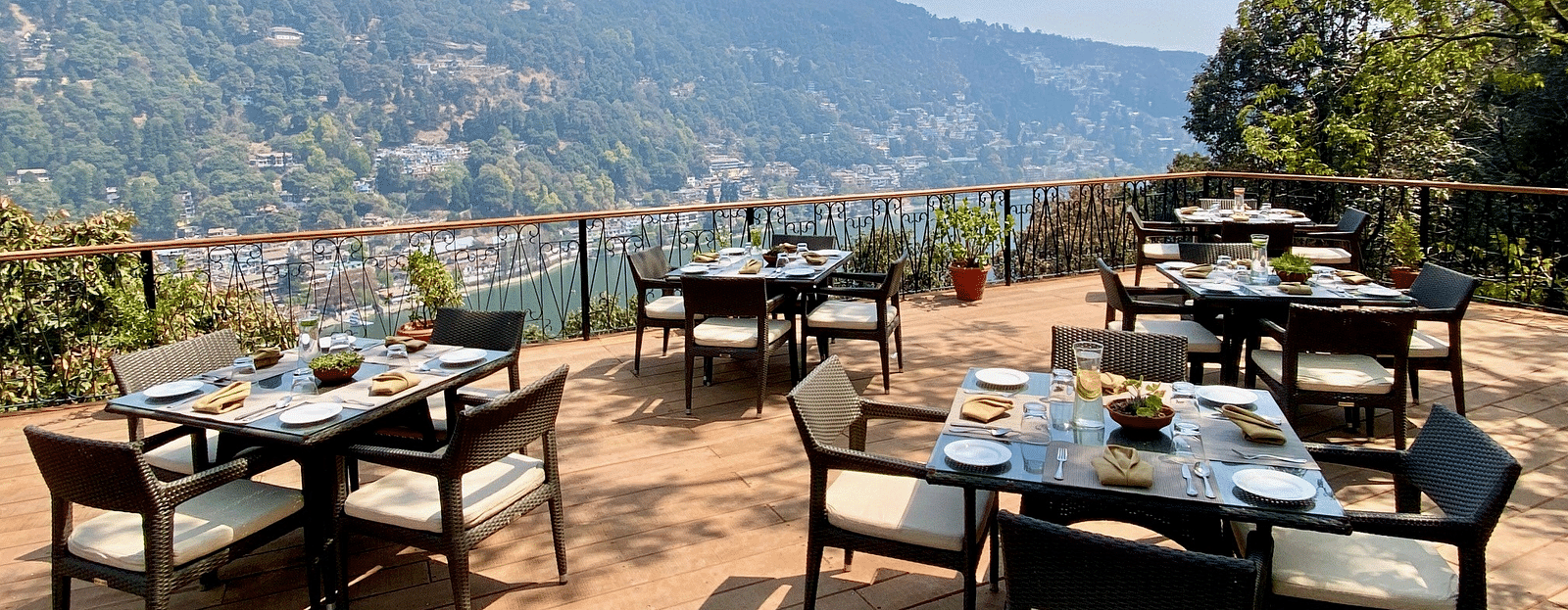 An al fresco sitting at the restaurant during the day - the naini retreat, nainital.