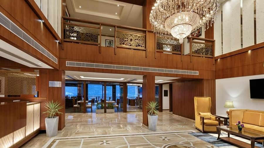 Reception lobby at The Orchid Hotel Manali