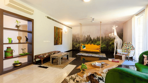 An overview of the living room inside Pinewood Villa - Karma Lakelands.