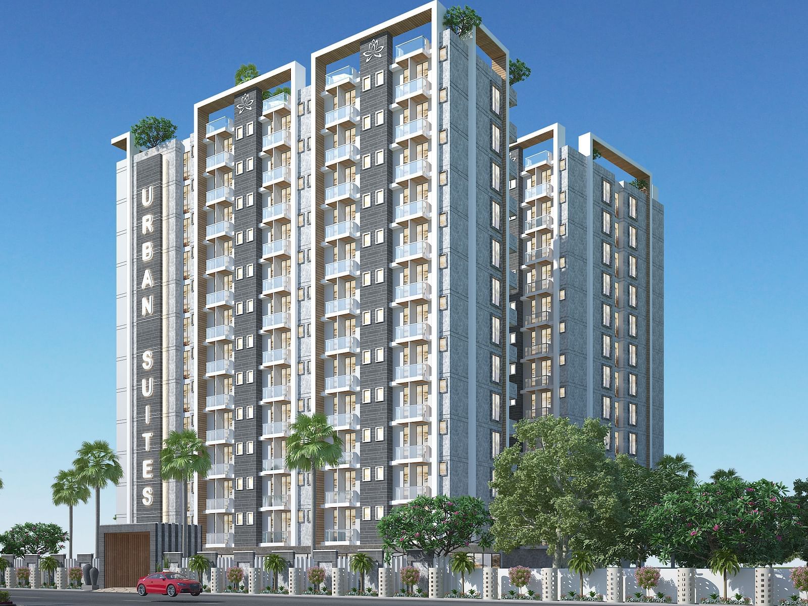 Front view of Urban Suites by BluSalzz, Jaipur set against the open sky.