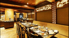 Restaurant with chairs and wooden furniture