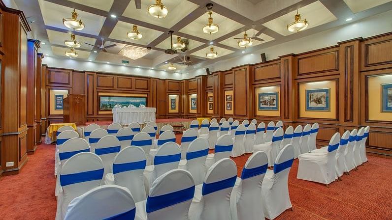 indoor seating space at the banquet hall - Mayfair Hill Resort, Darjeeling 4