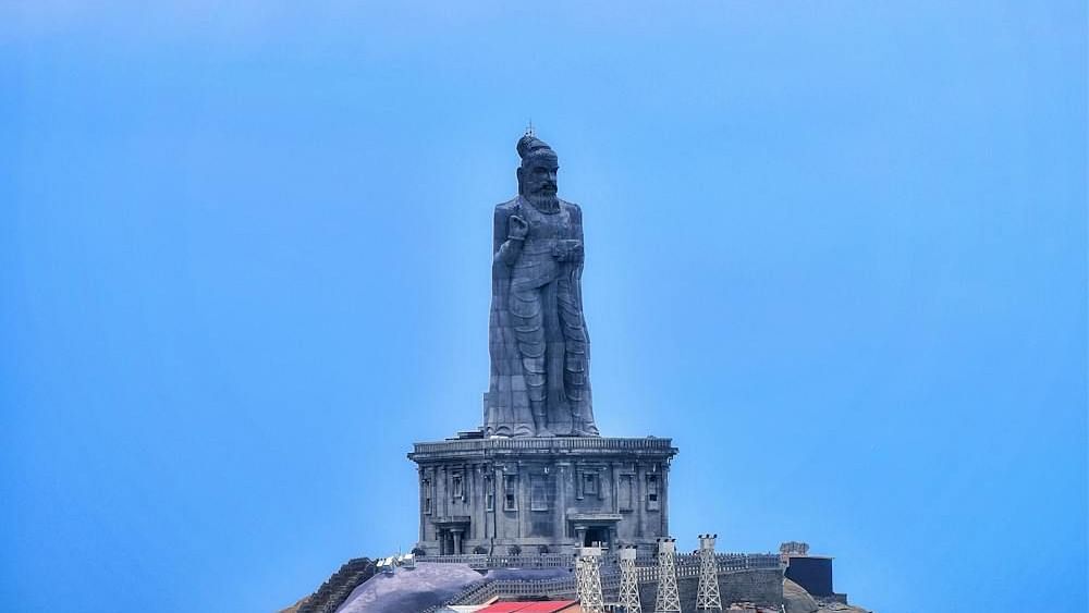 A statue surrounded by waters on all sides.