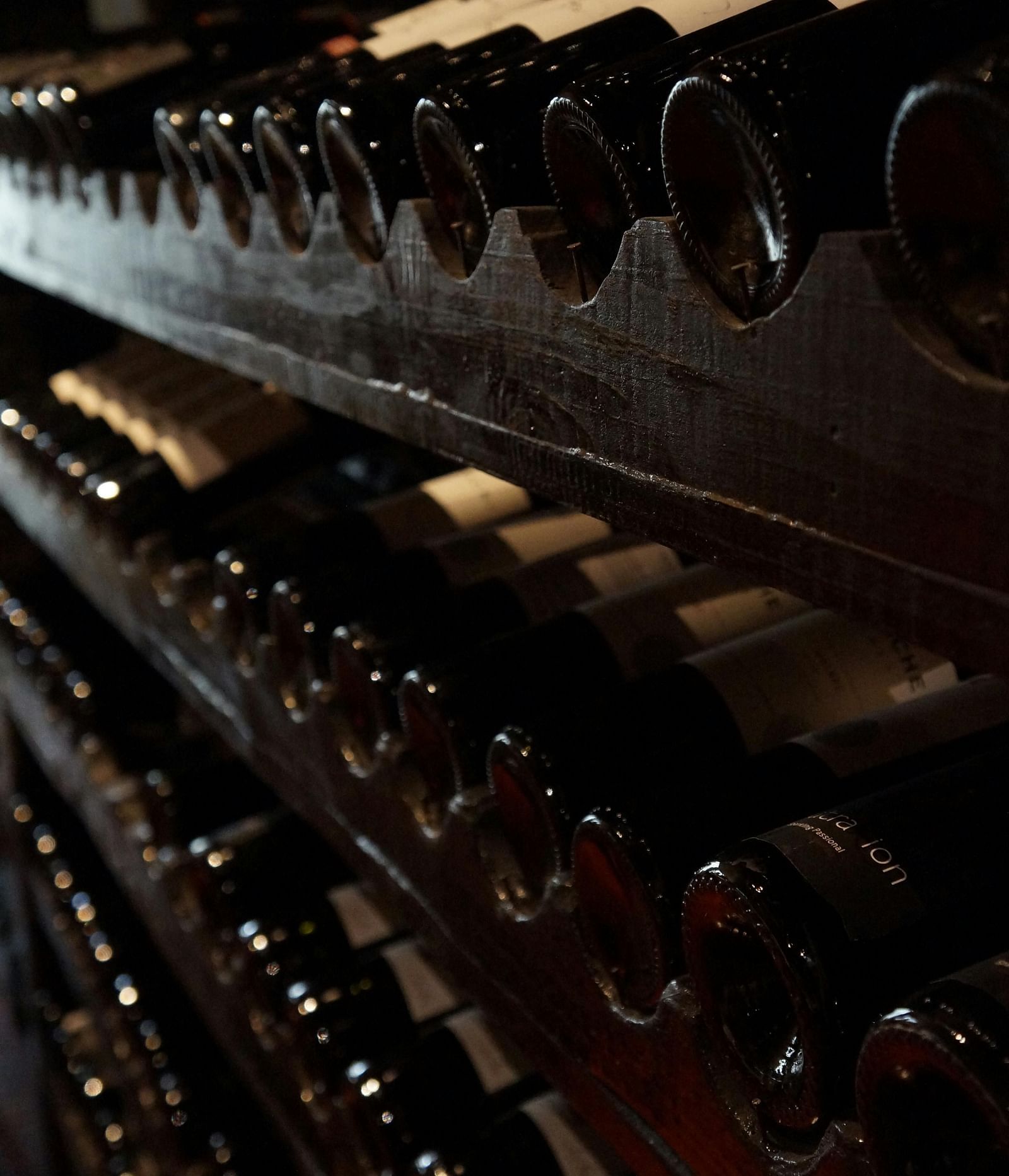 An array of wine bottles placed in a wine cellar - Alibu Resorts Nha Trang