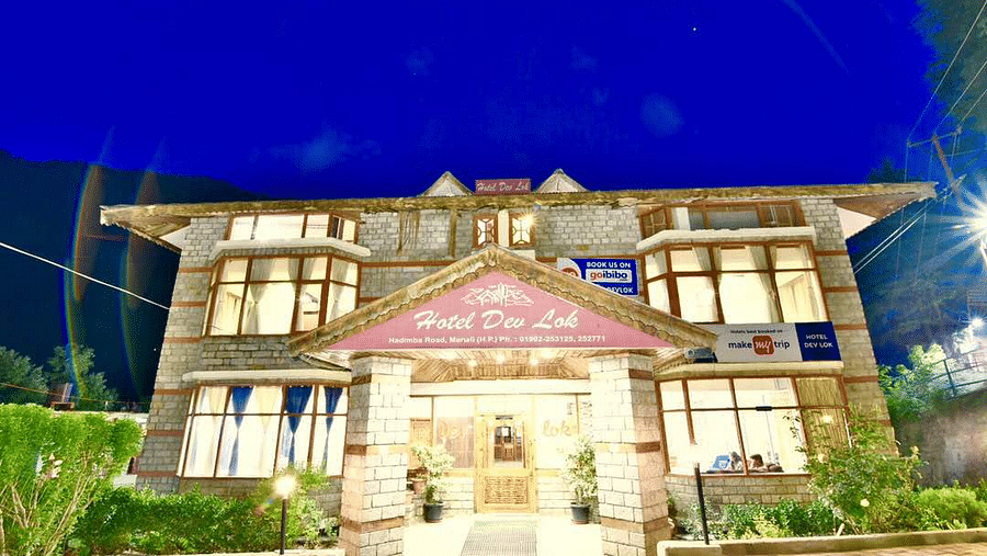 Facade of DLS Hotel Devlok, Manali during blue hour