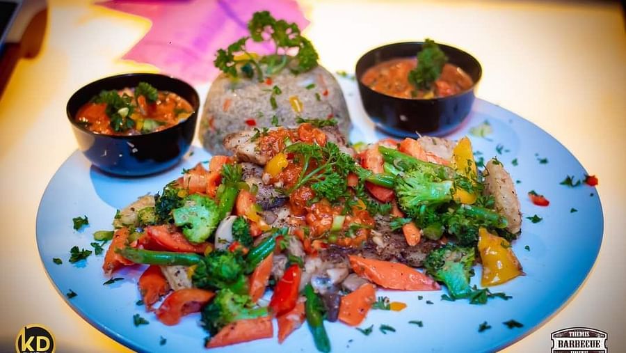 An image of vegetable salad served on a plate at Themis Barbecue House 