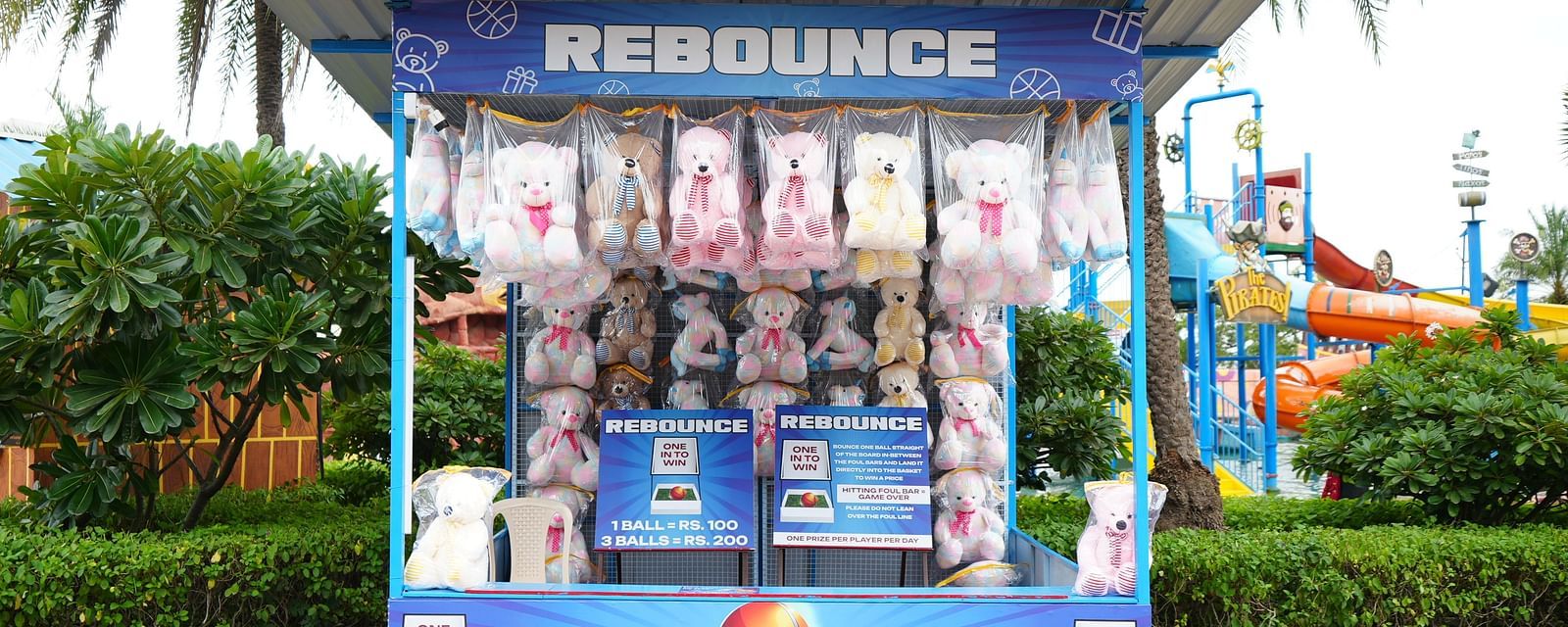A picture which narrates that one basket can help you win a teddy bear | Diamond Parks, Pune