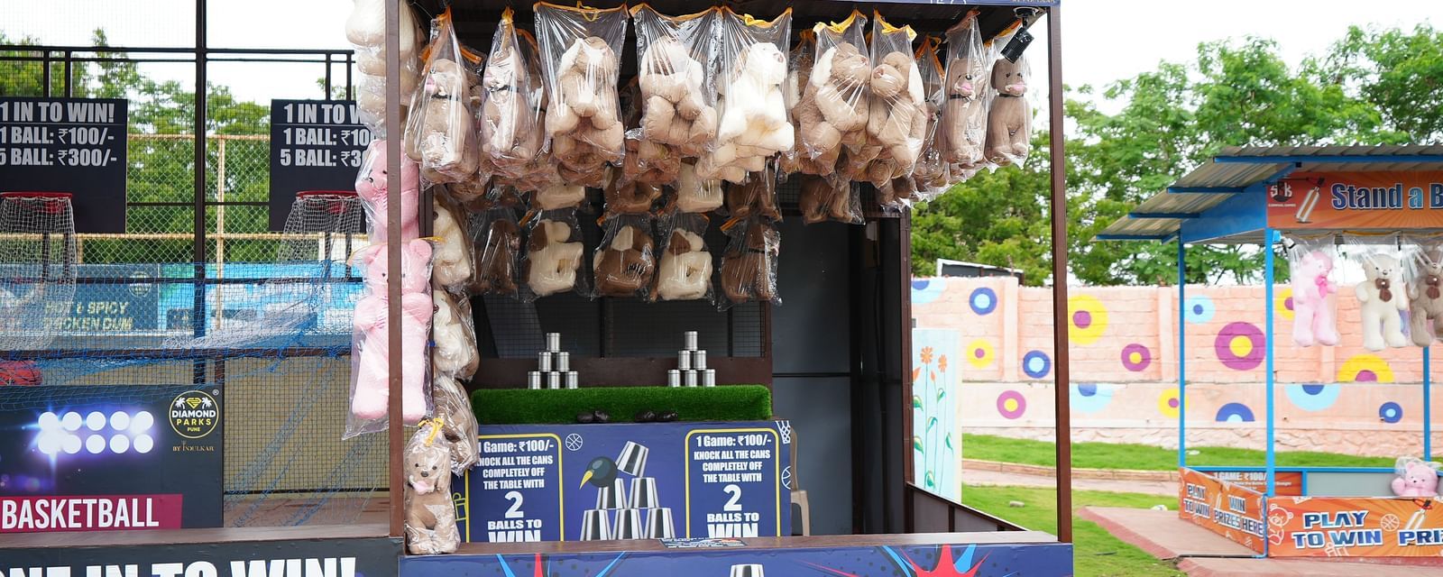 Another box where several teddy bears are hanged which can be won by playing games | Diamond Parks, Pune