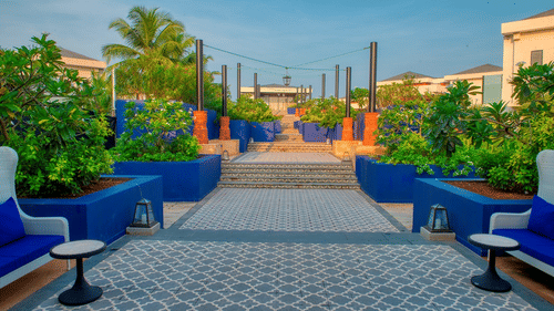 seating arrangements at Palacio, our finest wedding venue in Goa - Portuguese Garden - Azaya Beach Resort Goa