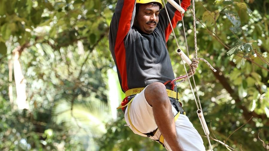 Ladder Climbing - Sajan -Challenging ladder climbing activity at Nature Trails Sajan, ideal for testing strength and agility.