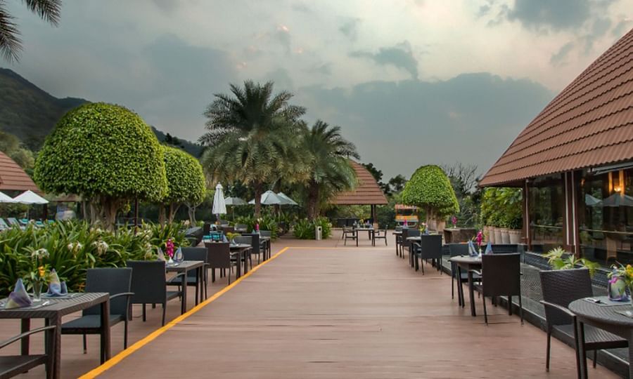 The outdoor sitting area of our Italian restaurant in Pushakr- The Palm 