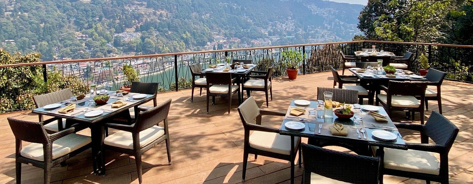 An al fresco sitting at the restaurant during the day - the naini retreat, nainital.