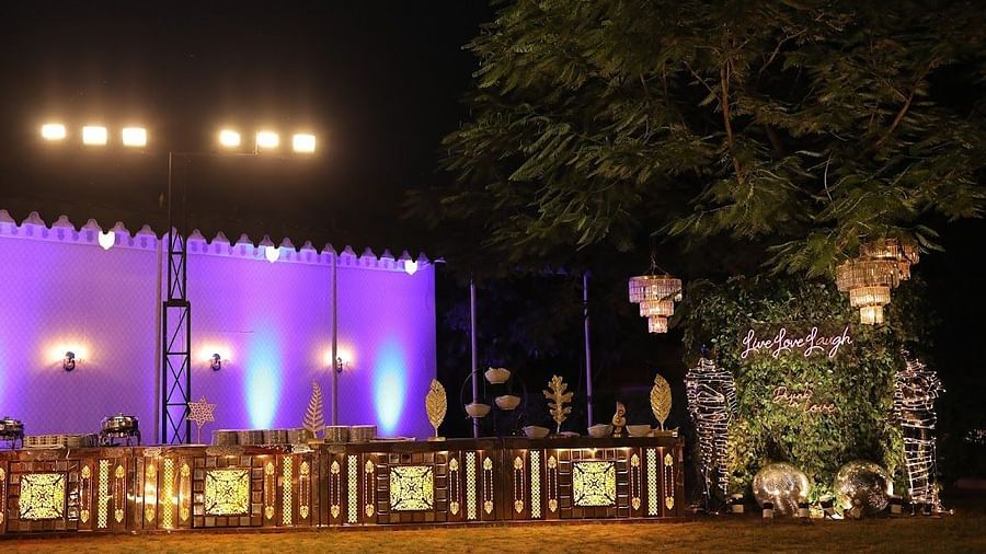 the event venue Zen Garden decorated and lit for a party - Buena Vista