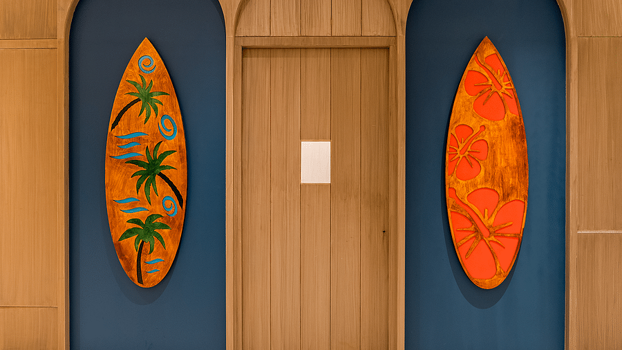 artwork on the walls of the lobby of Cloud9 Sarovar Premiere, Palolem Goa