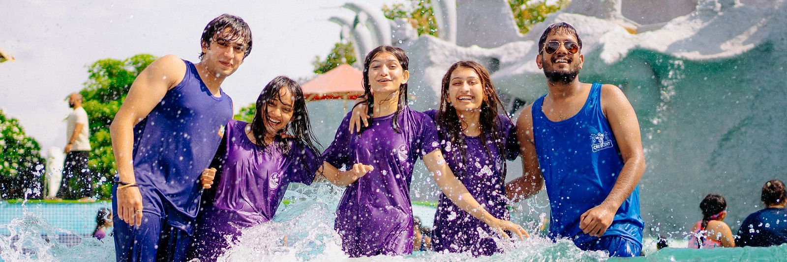 A Group of Friends Reveling in Fun at Crescent Water Park