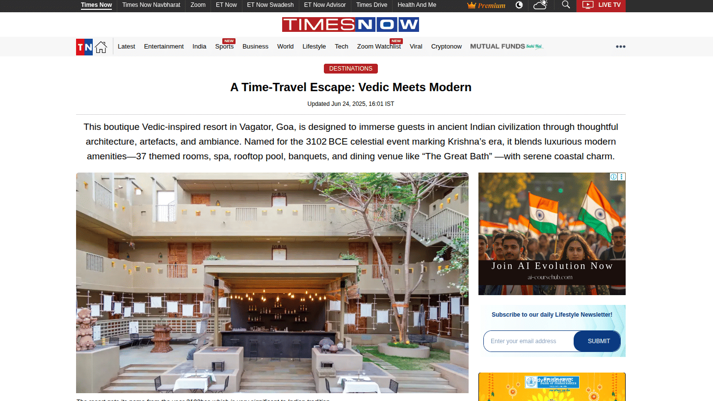 Article on 3102BCE hotel blending Indian design with modern dining spaces.