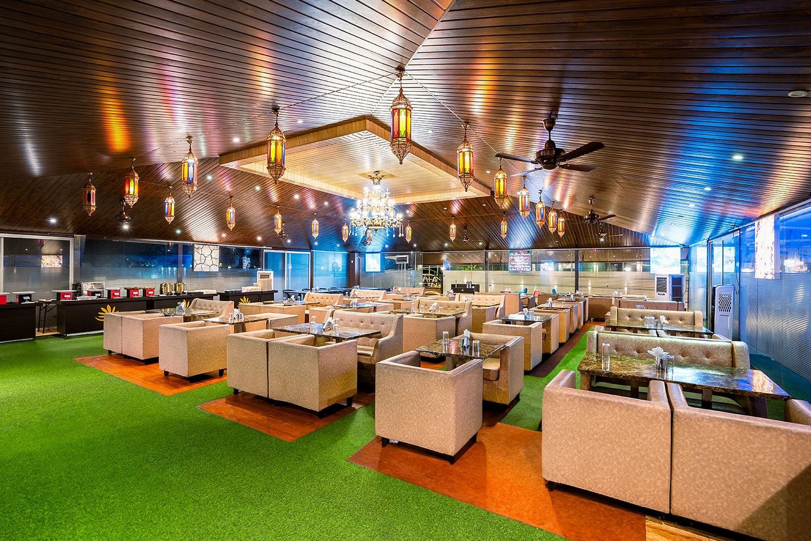 Image of four element restaurant at our resort featuring several seating arrangements | | The Grand Legacy Resort and Spa