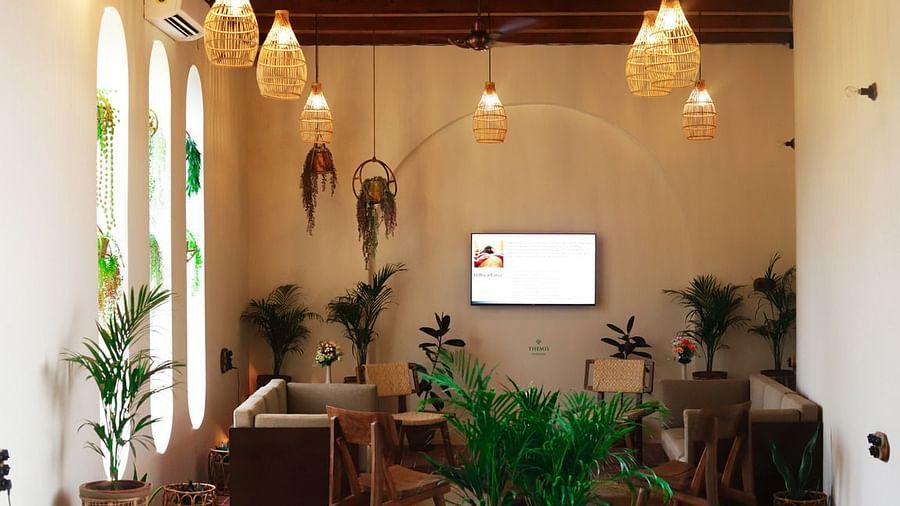 reception seating at Themis Mudhouse - A Nature's Retreat Resort & Wellness