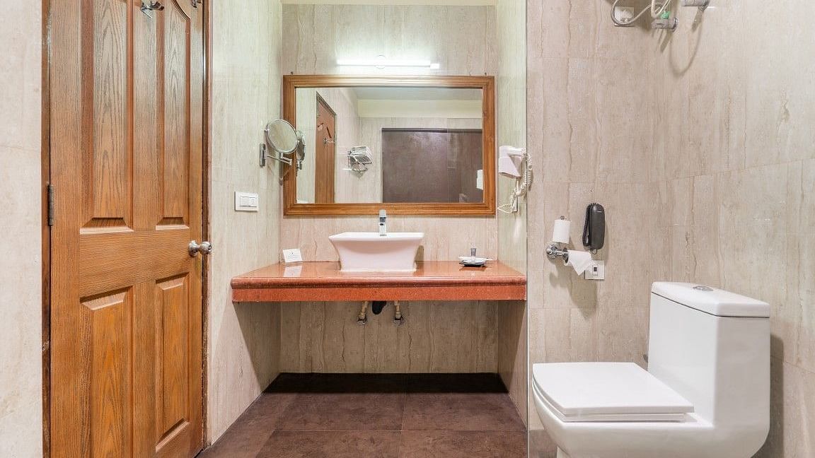 Vanity area in a washroom at Summit Barsana Resort & Spa, Kalimpong