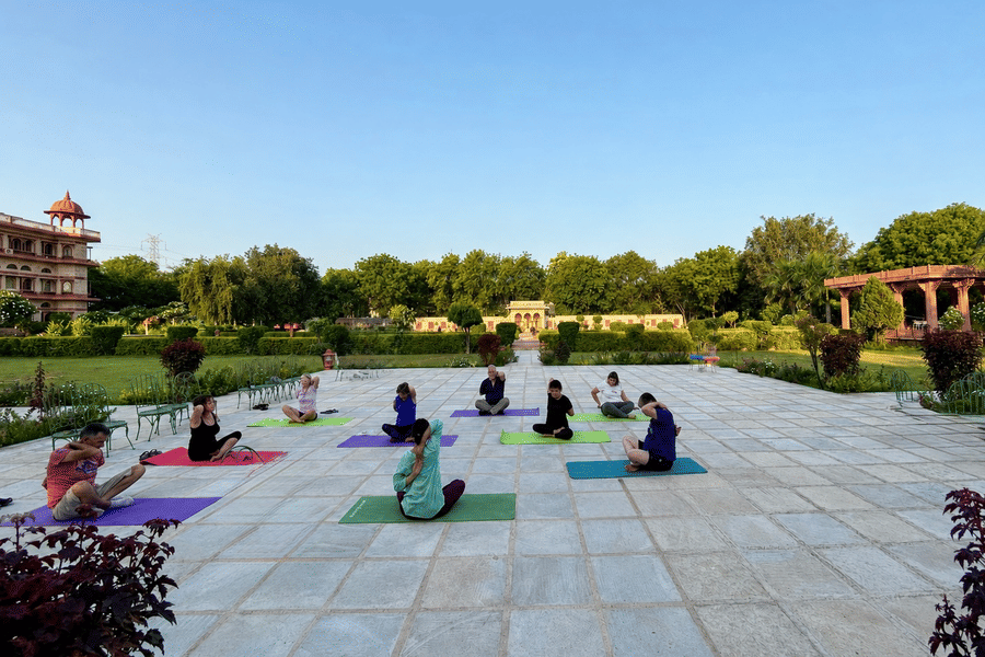 Morning yoga in the palace garden-Coprporate Offsite -Retreats-Resorts Near Delhi NCR
