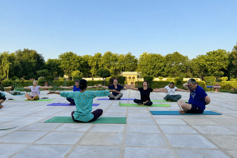 Sunrise yoga in the palace garden-Coprporate Offsite -Retreats-Resorts Near Delhi