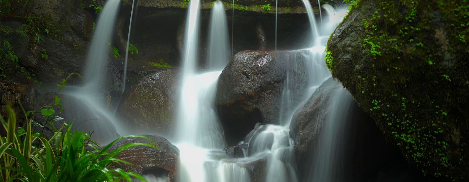small waterfall among rock