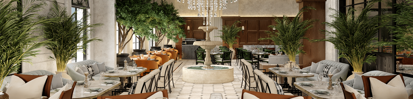 image of a dining area at kertel suites, kinshasa with a beautiful chandelier hanging from the ceiling