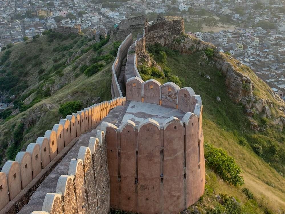 Top view of Nahargarh Fort with the city in the background.