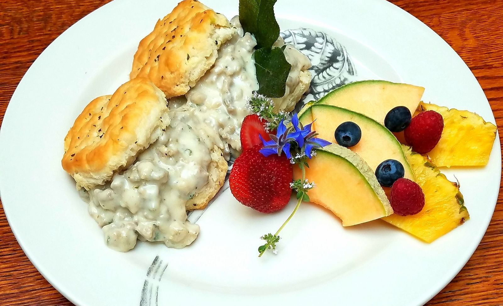 A delicate dessert plate with pastries and fresh berries - Brewery Gulch Inn & Spa