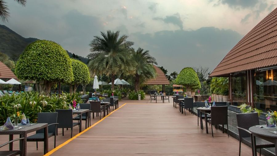 The outdoor sitting area of our Italian restaurant in Pushakr- The Palm 