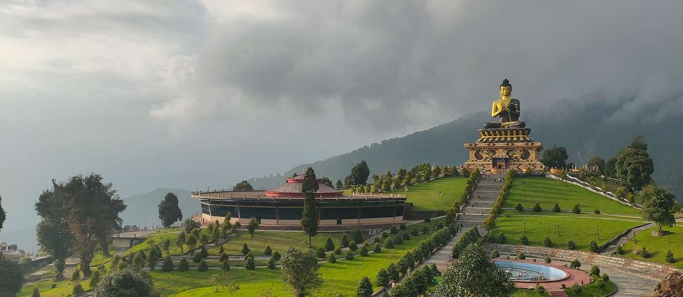 an image of a hill with trees and buildings in the distance