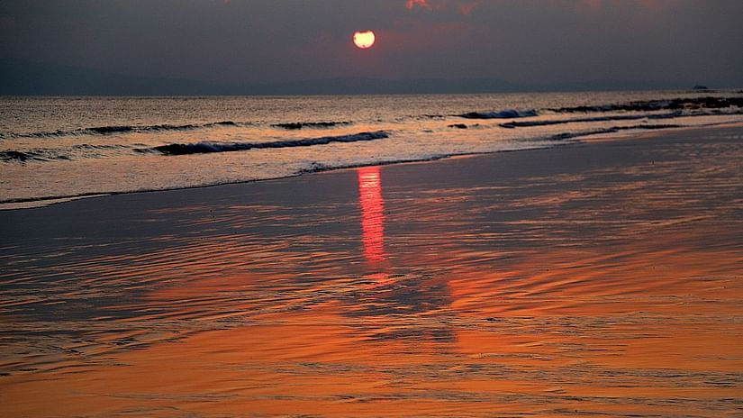A view of the sunset at Radhanagar beach