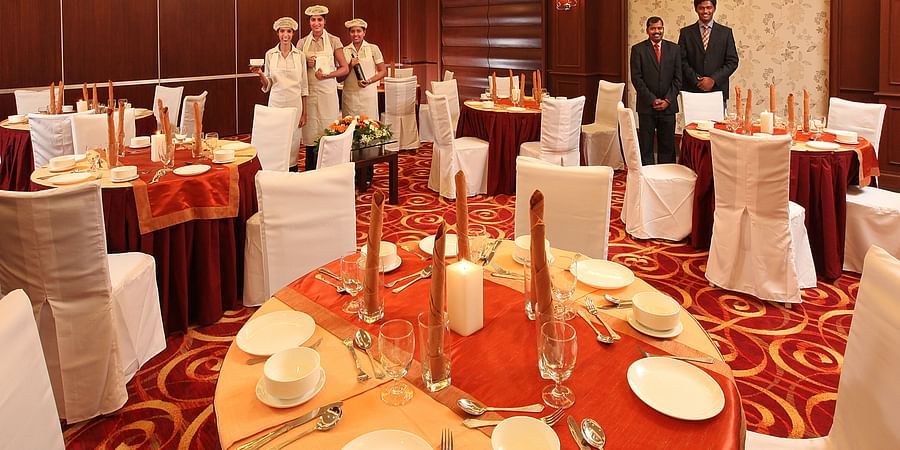 seating arrangement at marigold banquet hall - la classic, hosur road