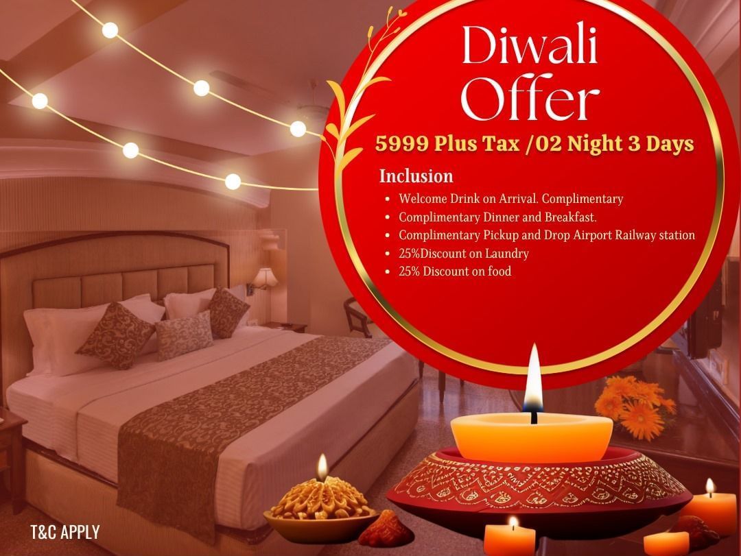Diwali hotel offer at Lords Hotels and Resorts - Special festive package with complimentary meals, transfers and discounts.