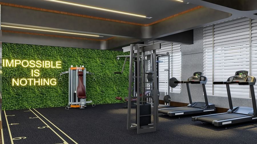 image of a gym in Kinshasa at Kertel Suites with various fitness equipment 