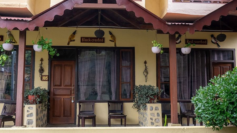 Suite balcony with garden view at The Pavilion, Nainital