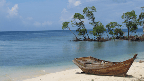 boat on an island beach