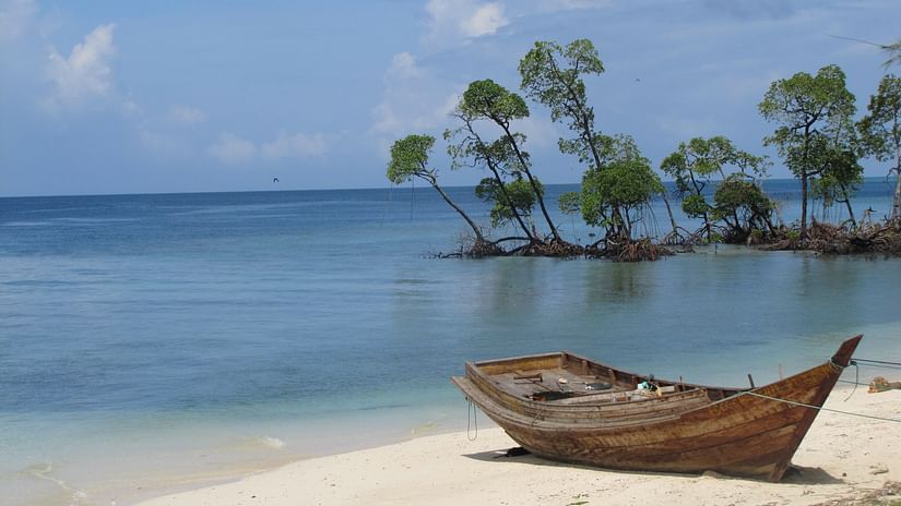 boat on an island beach