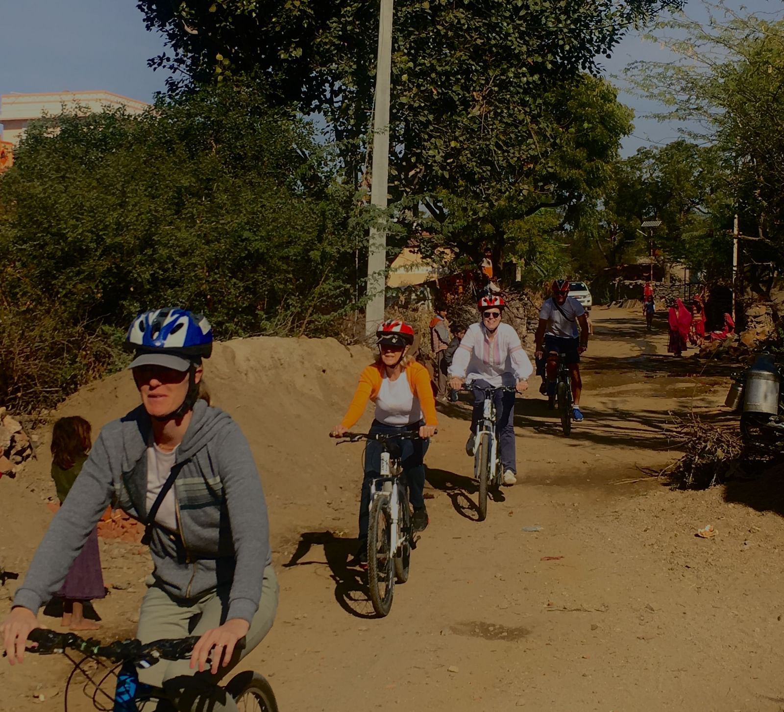 Cyclists travelling on a sunny day