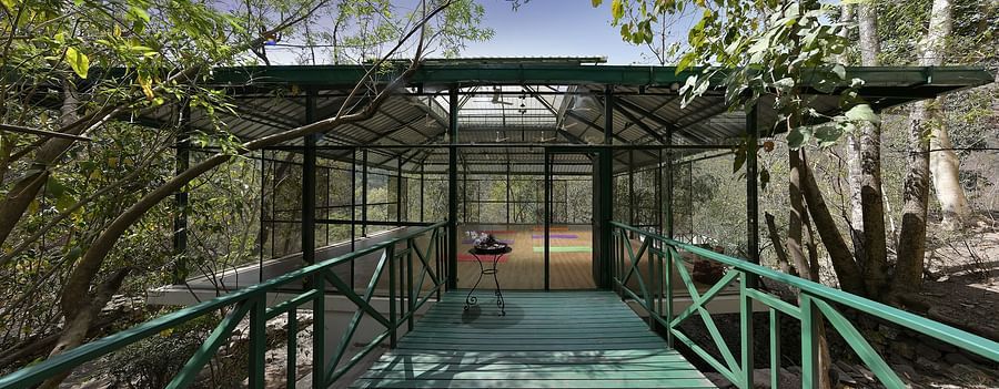 Huge Yoga Hall at Neemrana's Glasshouse at the Ganges