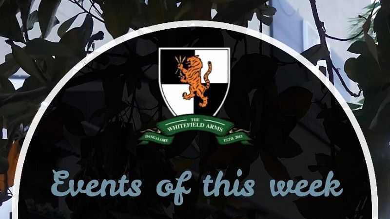 Weekly event schedule at The Waverly – includes All Day Happy Hours, Corporate Nights, Indian Nights, Barbecue Night, DJ Night, Karaoke, and Anglo-Indian Brunch.