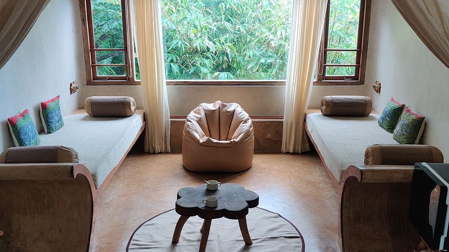 Comfortable diwans in the Snapper Room, creating a perfect family retreat.