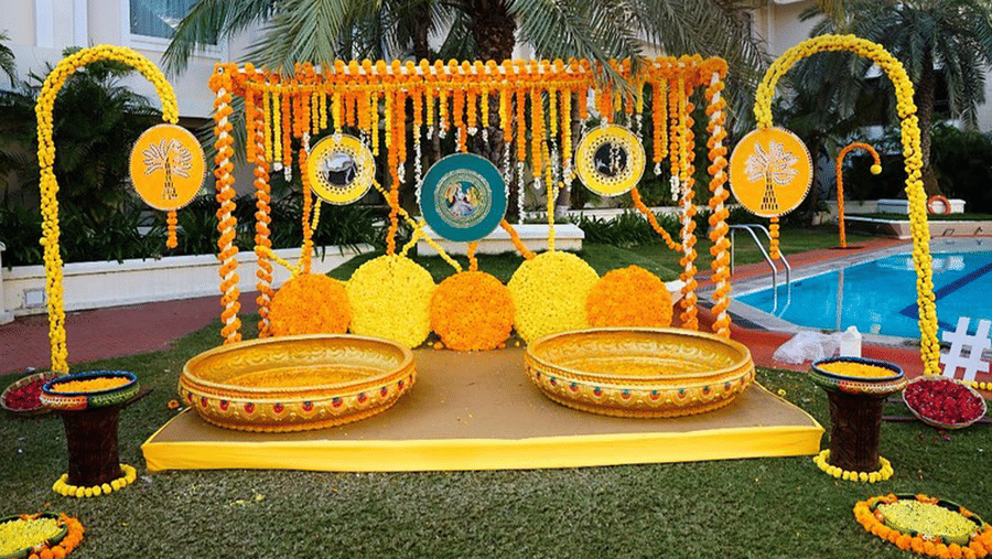 Haldi-decor Pool SIde Venue - The Ummed Ahmedabad