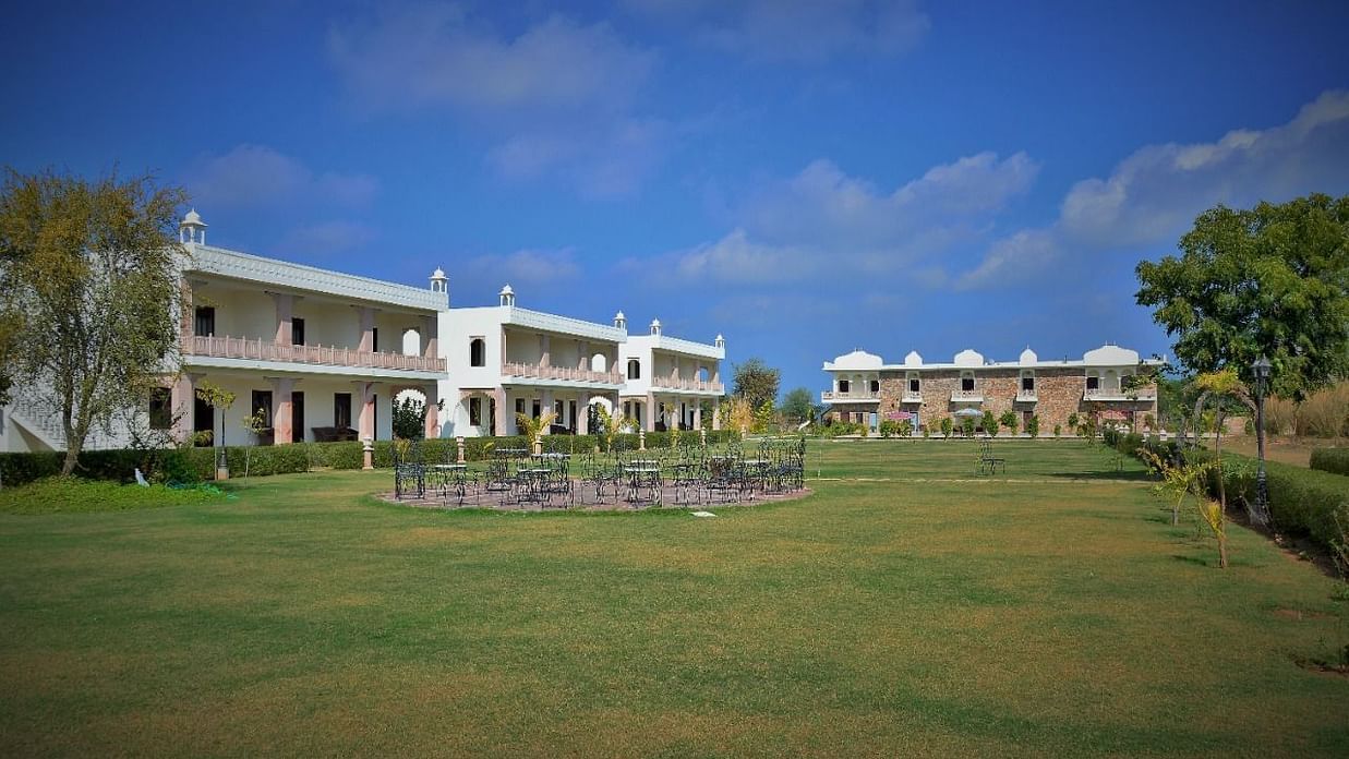 The lawn at The Clarks Inn Suites Ranthambore
