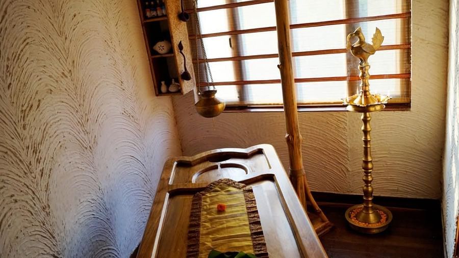 a spa bed in a room