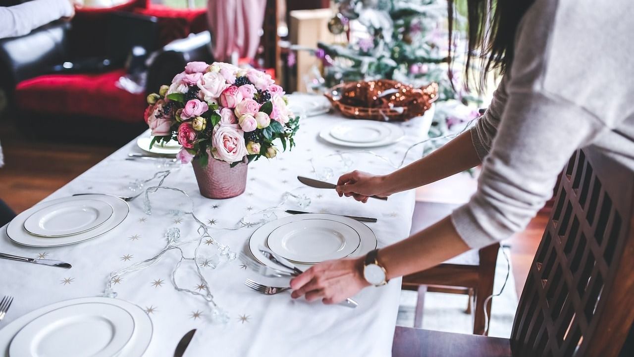 meatly set table with crockery