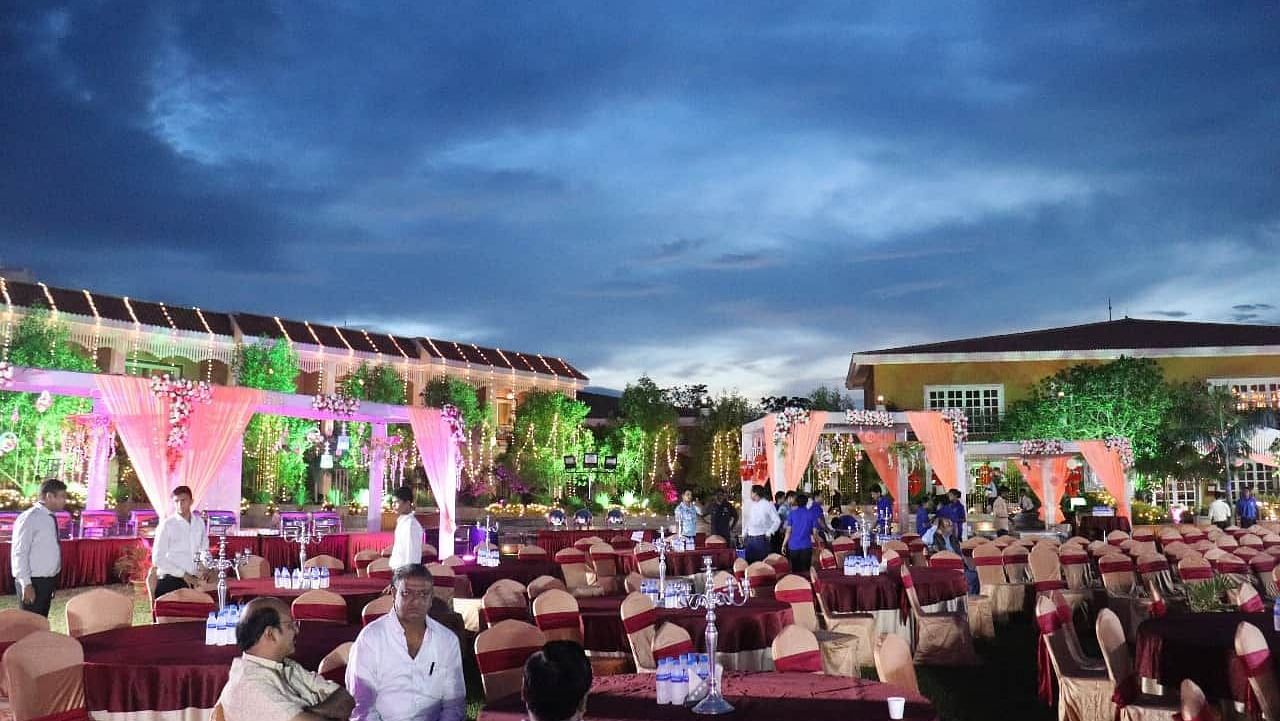 Open air wedding arrangement at Swosti Resorts